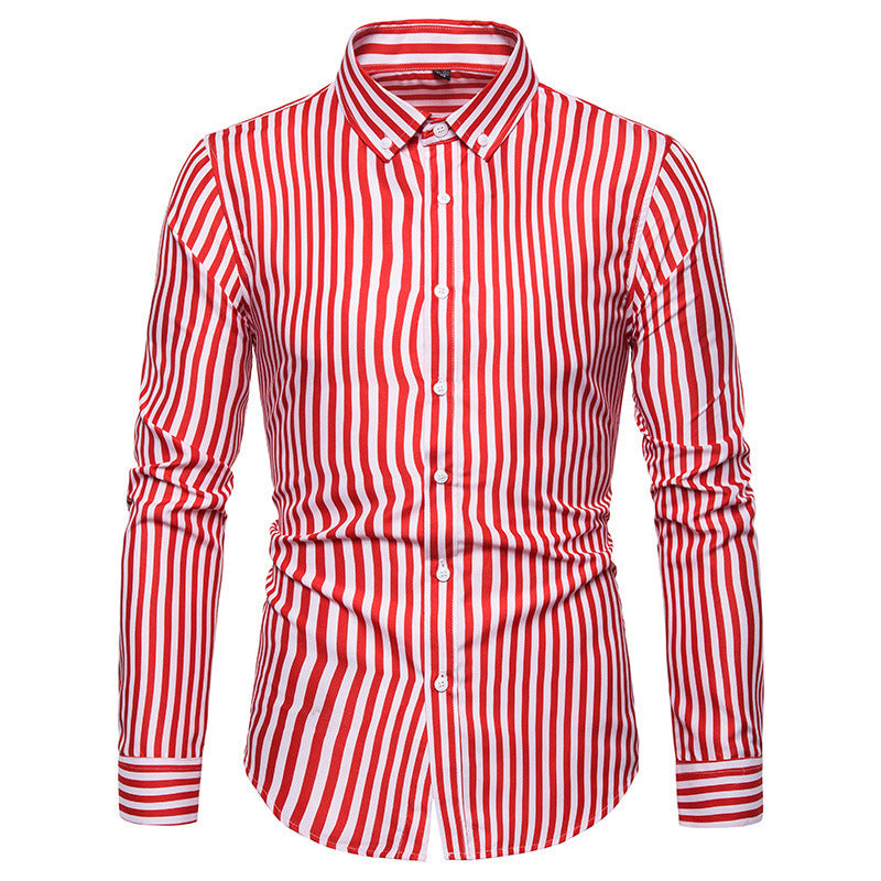 Man Modern Long Sleeve Shirt with Fine Stripes and Classic Collar Lune London