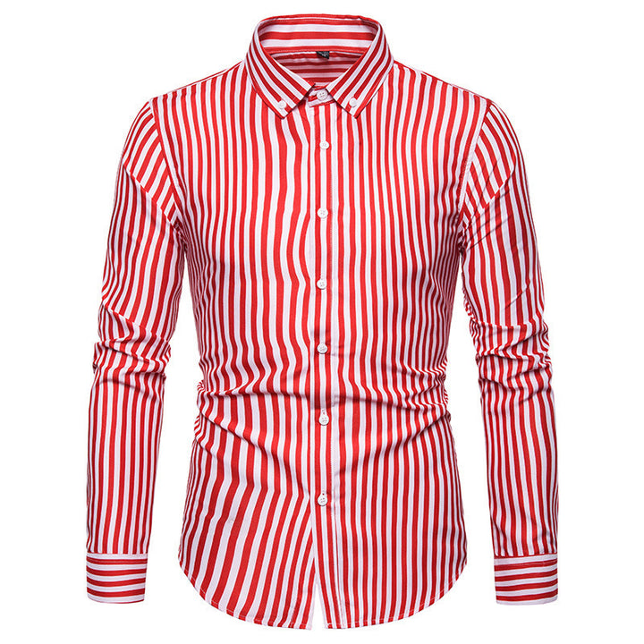 Man Modern Long Sleeve Shirt with Fine Stripes and Classic Collar Lune London