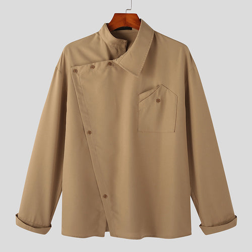 Chef jacket for men with modern high collar and practical chest pocket Lune London