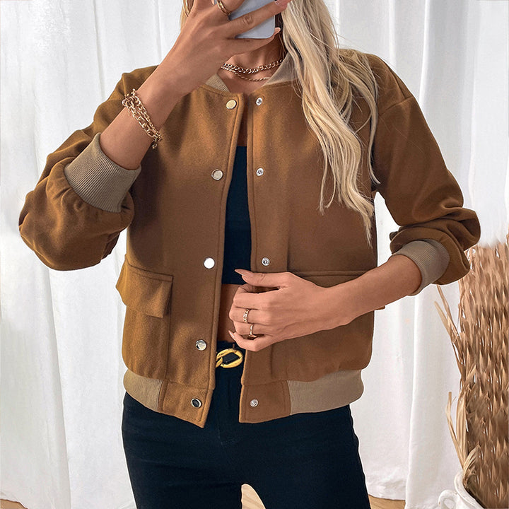 Casual college jacket for women with practical pockets and high-quality buttons Lune London