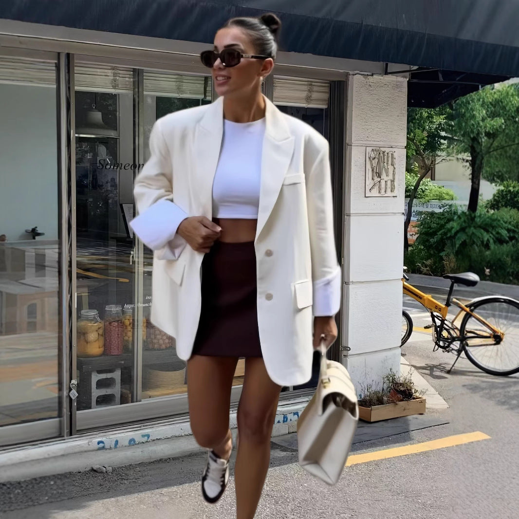 Ladies Elegant Oversized Blazer Jacket with Practical Pockets Lune London