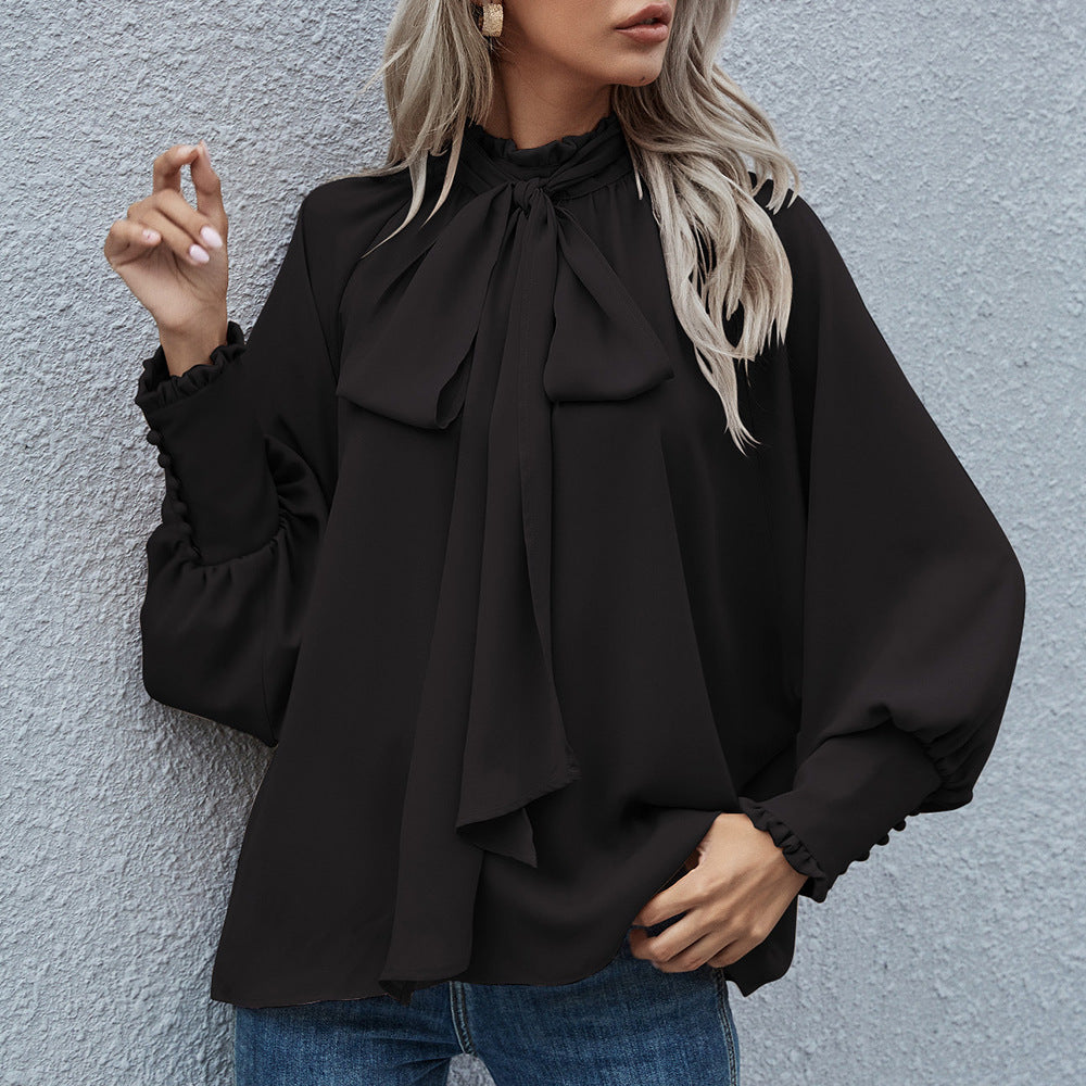 Women's blouse with bow collar and voluminous sleeves Lune London