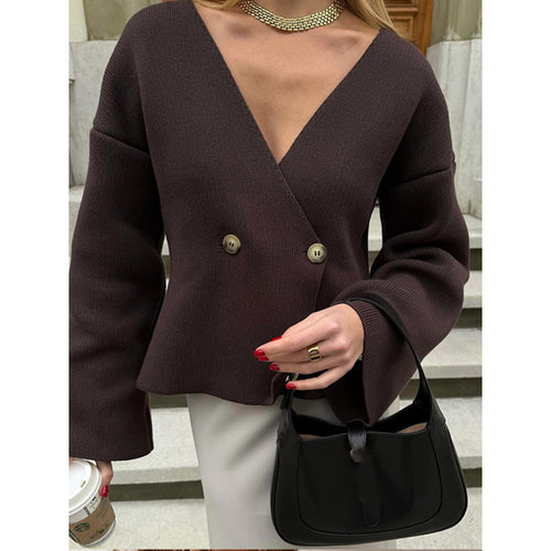 Trendy wrap sweater for women with a stylish ruffled hem Lune London