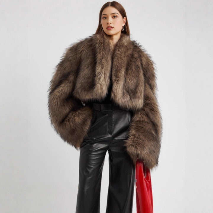 Ladies luxurious faux fur cropped bolero Lune London