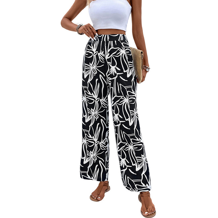 Women Wide Leg Floral Printed Pants Lune London
