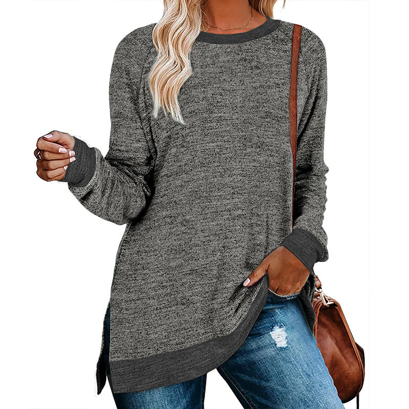 Casual oversized long sleeve t-shirt for women with contrast hem Lune London