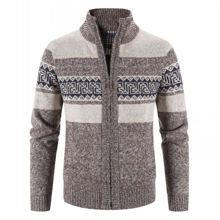 Men's knit jacket with high collar and attractive patterns Lune London