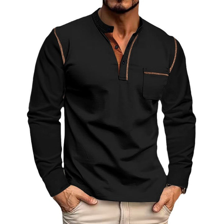 Stylish long sleeve shirt for men with high collar and chest pocket Lune London