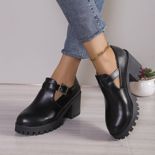 Ladies Chunky Heels with trendy buckle and non-slip sole Lune London