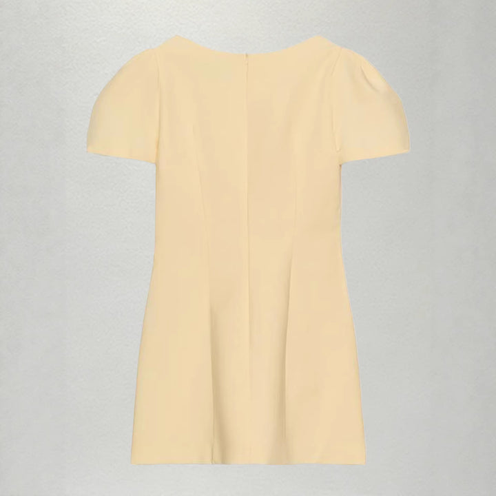 Women Short Evening Dress with Puff Sleeves and Figure-Hugging Cut