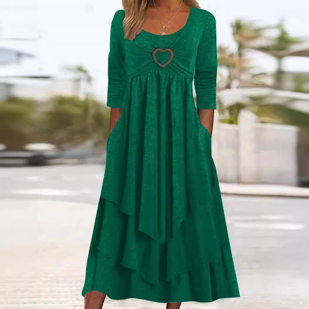 Casual layer dress for women with heart-shaped detail and pockets Lune London