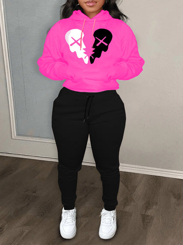 Women's jogger set and sporty hoodie with creative skull pattern Lune London
