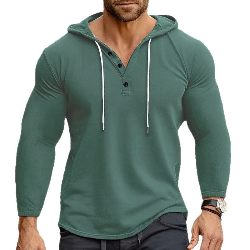 Men's Hoodie with buttoned collar and drawstring Lune London