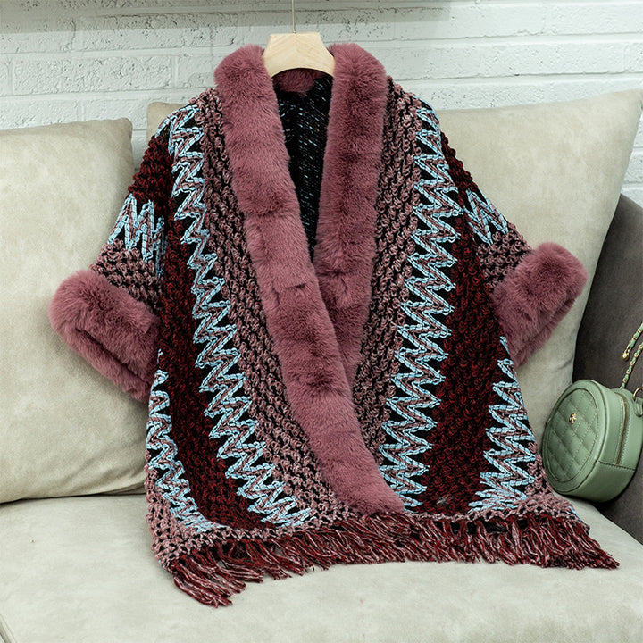 Ladies Soft Pullover with Luxurious Faux Fur Trim Lune London