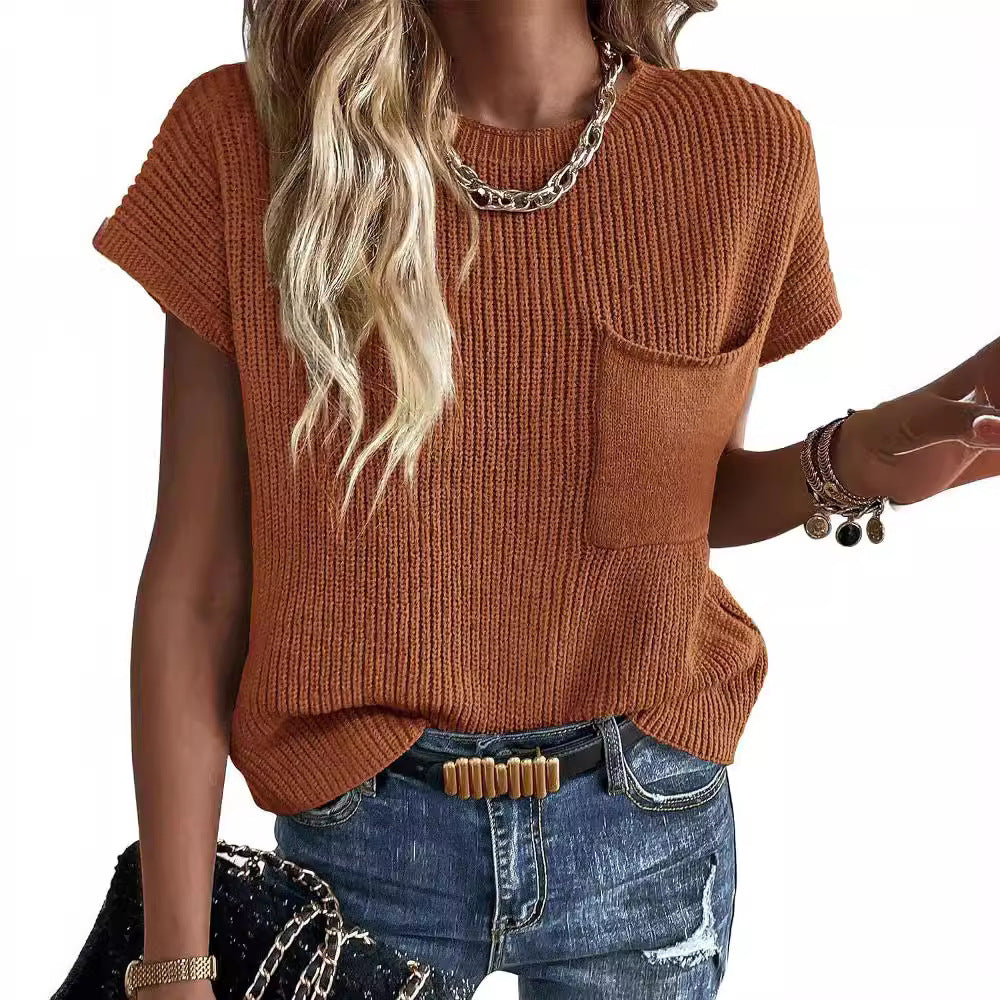 Women Short Sleeve Knitted Top Lune London