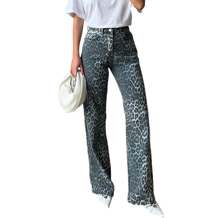 Leopard print high waist cargo jeans for women Lune London
