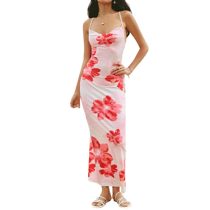 Robe maxi femme avec design floral et bretelles spaghetti ajustables Chic & Stil