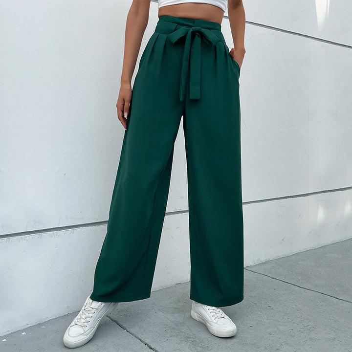 Women Wide Leg Trousers with Knot Detail at the Waist Lune London