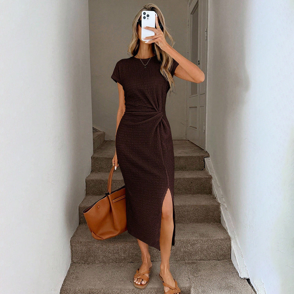 Robe maxi femme avec nœud élégant et finition à fente latérale haute Chic & Stil