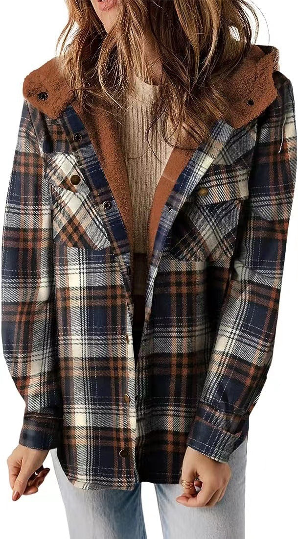 Women Flannel Checkered Jacket with Cozy Lining Lune London
