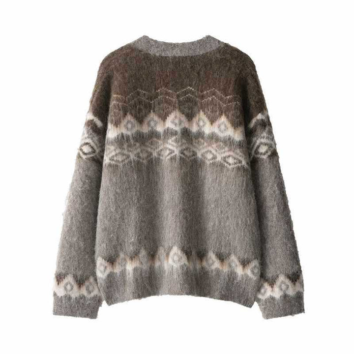 Ladies classic knit cardigan with chic and stylish graphic pattern