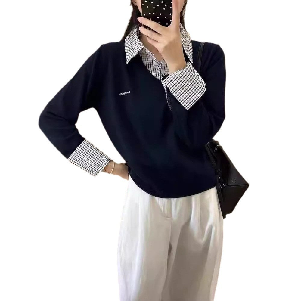 Casual V sweater for ladies with shirt collar and original design Lune London