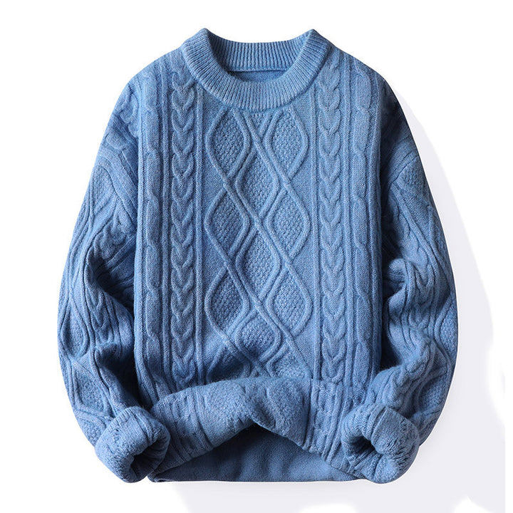 Thick knit pullover for women with a contemporary cable pattern and a classic round neck Lune London