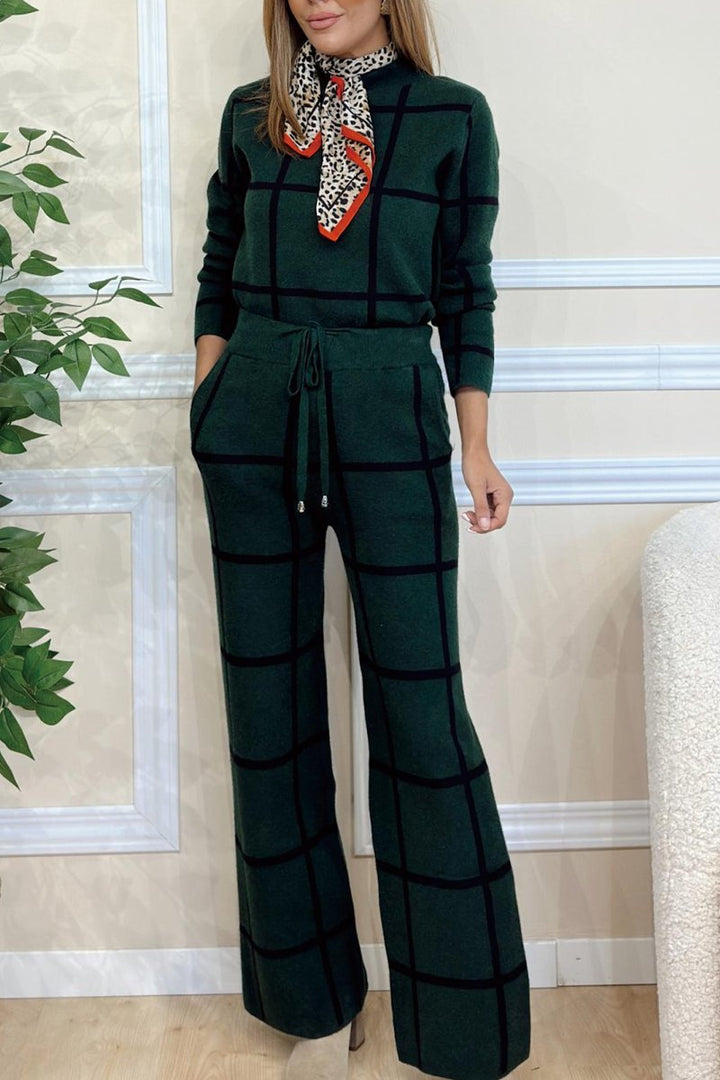 Women Long Sleeve Tartan Pattern Set Lune London
