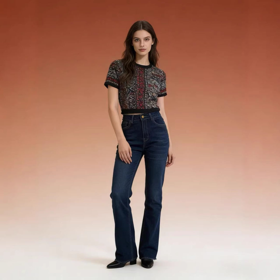 Ladies high-waisted bootcut jeans in elegant design Lune London