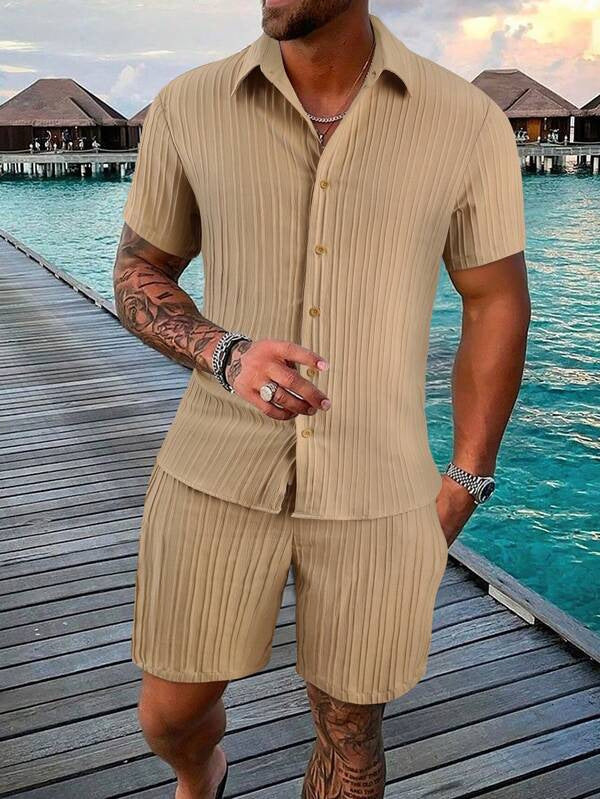 Short sleeve striped shirt for men Set Lune London