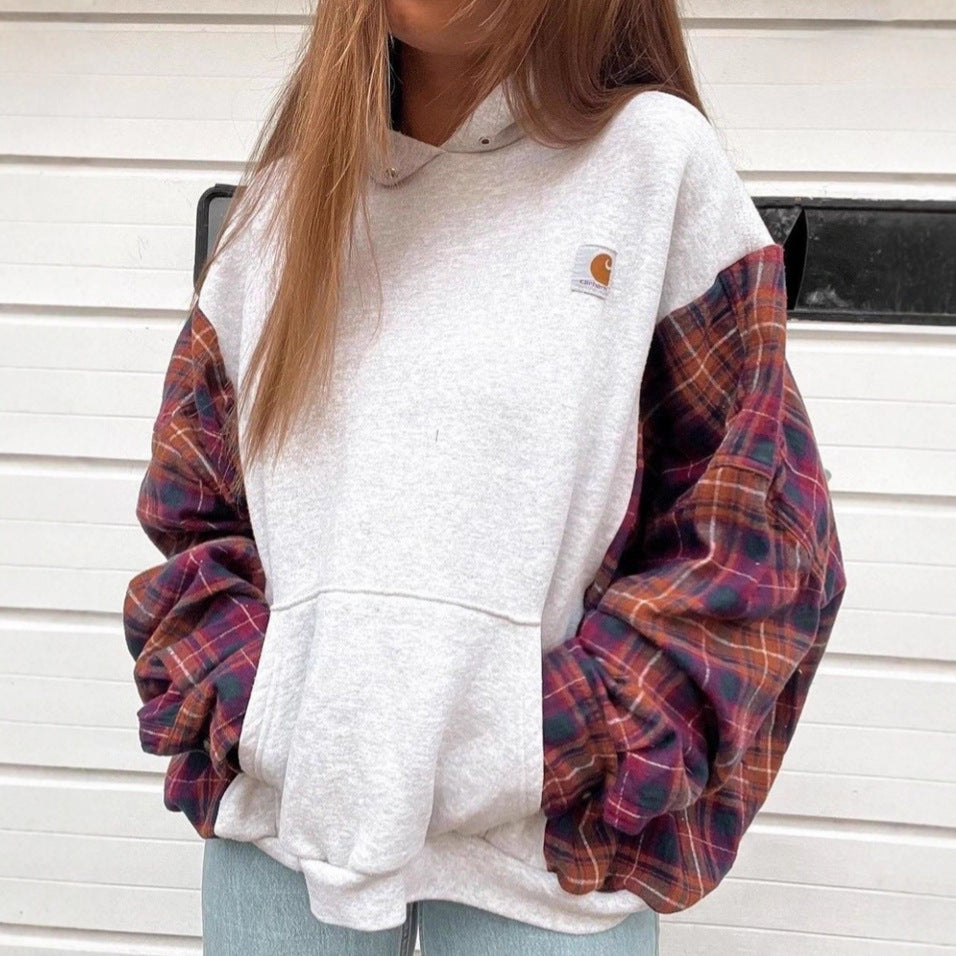 Sweat à capuche pour femmes avec motif à carreaux moderne Chic & Stil