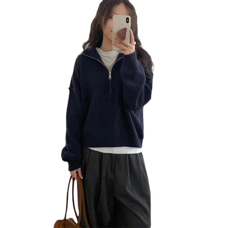 Casual women's sweater with zip short and relaxed fit Lune London