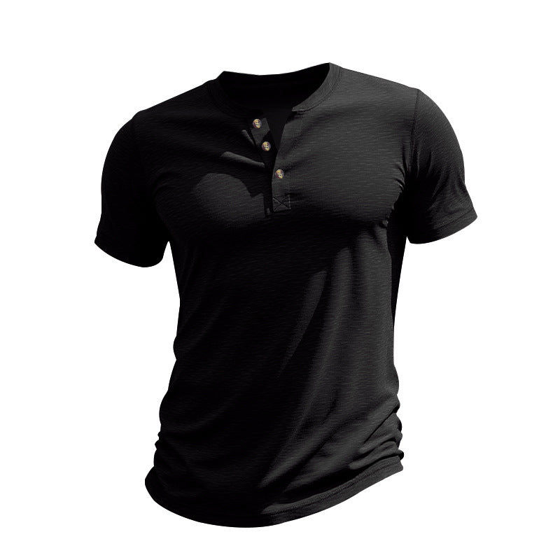 Casual short sleeve Henley T-shirt for men in breathable material Lune London