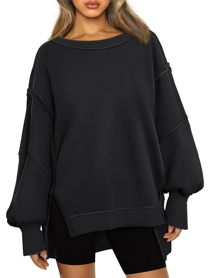 Oversized casual sweatshirt for women with wide collar and side openings Lune London