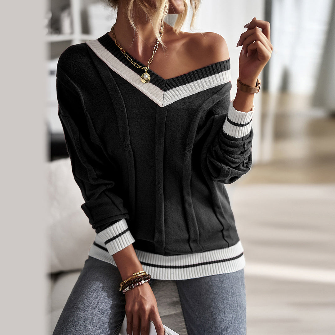 Casual top for women with off-shoulder cut and contrasting rib details Lune London