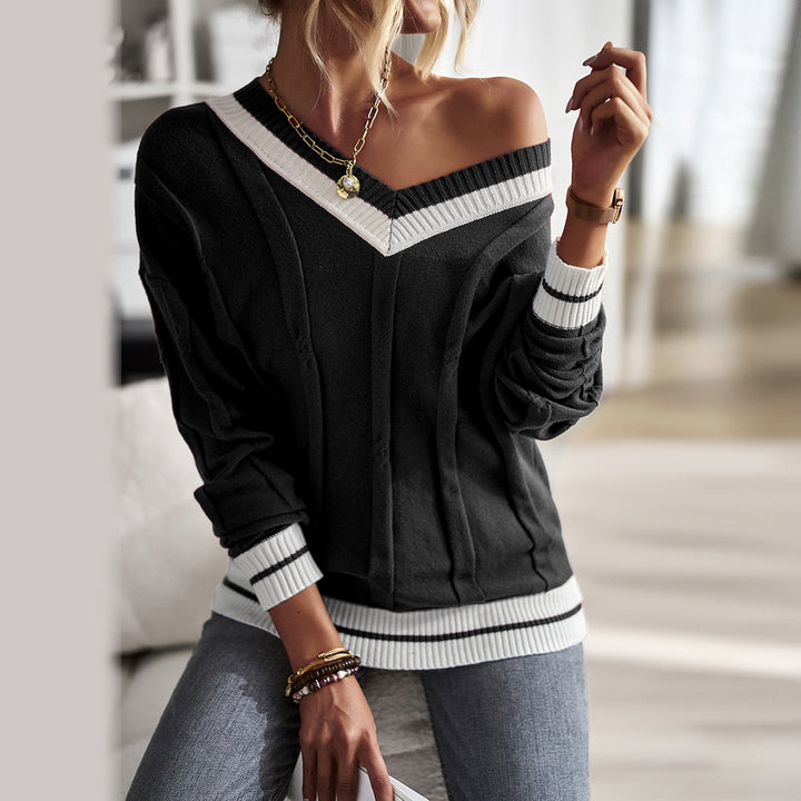 Casual top for women with off-shoulder cut and contrasting rib details Lune London