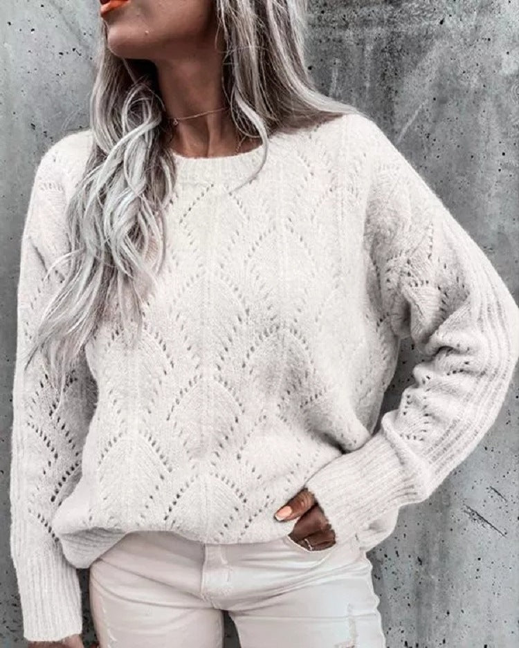 Knitted sweater for women with a delicate lace pattern Lune London