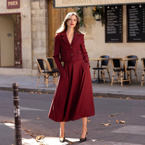 Elegant cropped blazer jacket for women with stylish button details Lune London