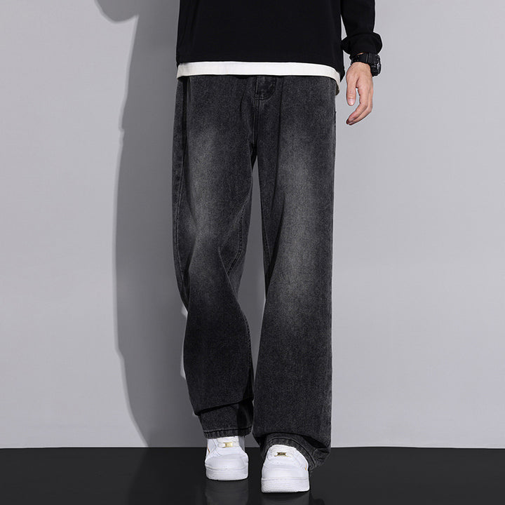 Men's wide denim jeans with a modern worn look Lune London