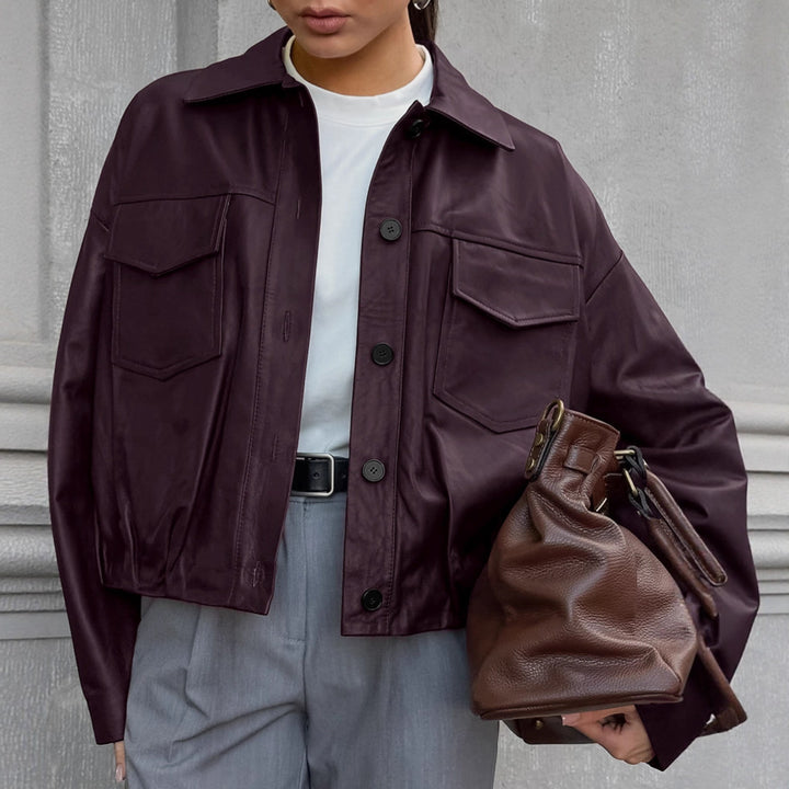 Women's faux leather jacket with practical pockets and modern cut Lune London