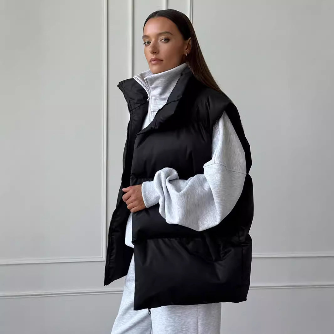 Women Quilted Gilet with High Collar Lune London
