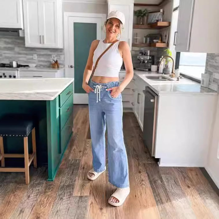 Women's High-Waisted Jeans with Wide Leg Lune London
