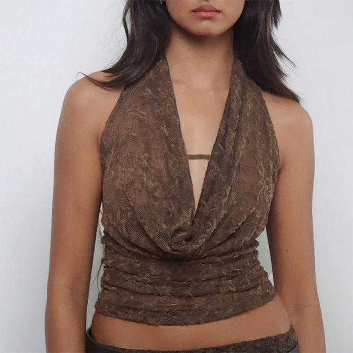 Ladies Elegant Short Lace Top with Straps Lune London