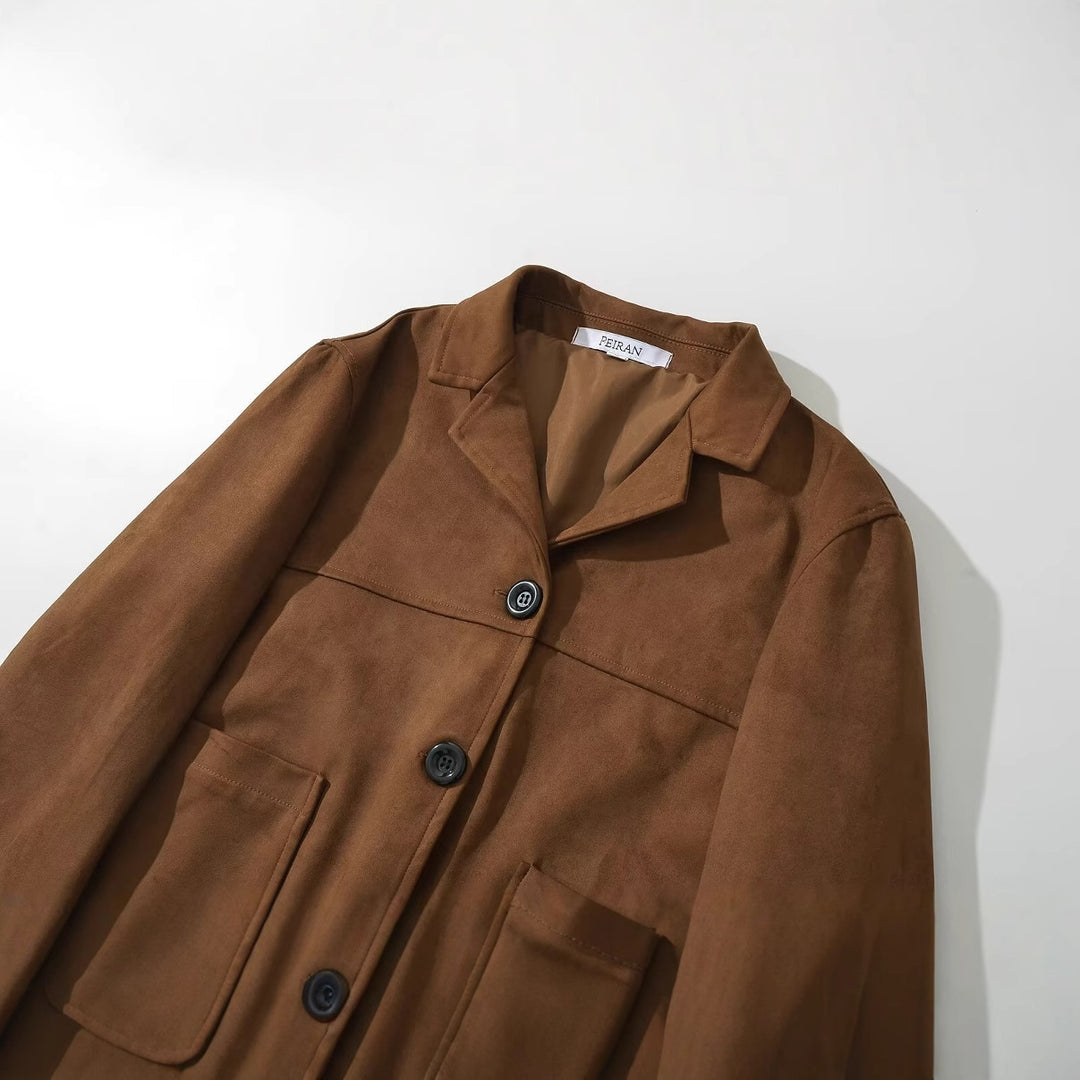 Ladies modular suede jacket with practical pockets and button closure Lune London