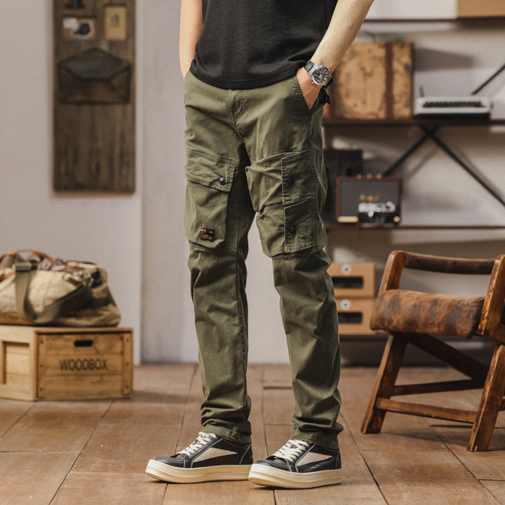 Pantalon cargo robuste pour hommes avec taille élastique et poches multifunctionnelles Lune London