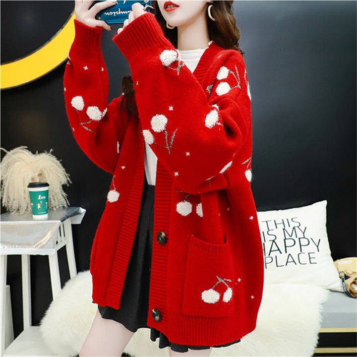 Lune London Ladies' Knit Jacket with Floral Pattern