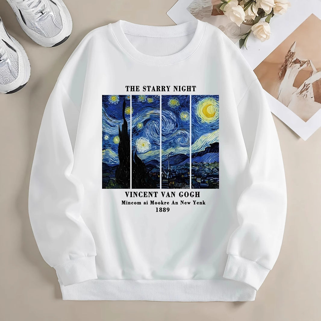 Sweat-shirt femme avec motif artistique de Van Gogh et impression moderne Chic & Stil