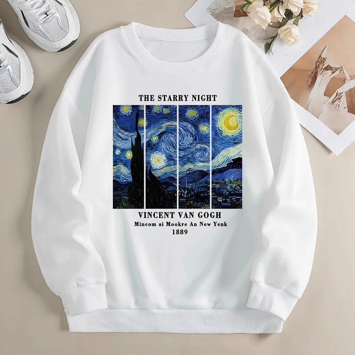 Sweat-shirt femme avec motif artistique de Van Gogh et impression moderne Chic & Stil