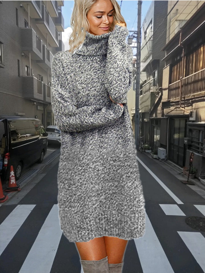 Knit dress for women with turtleneck in cozy material Lune London
