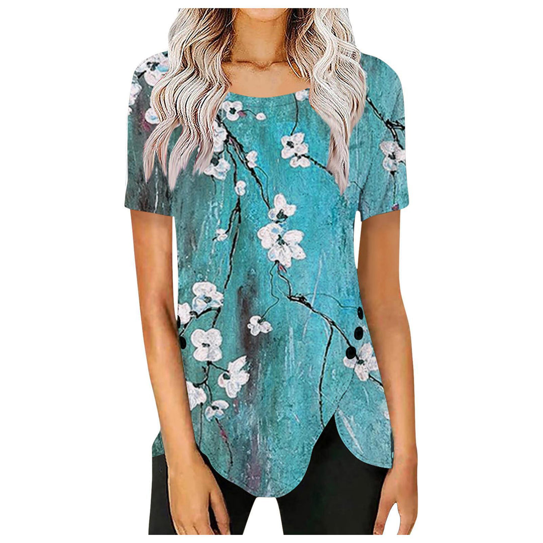 Women's blouse with a floral design and an asymmetrical hem Lune London